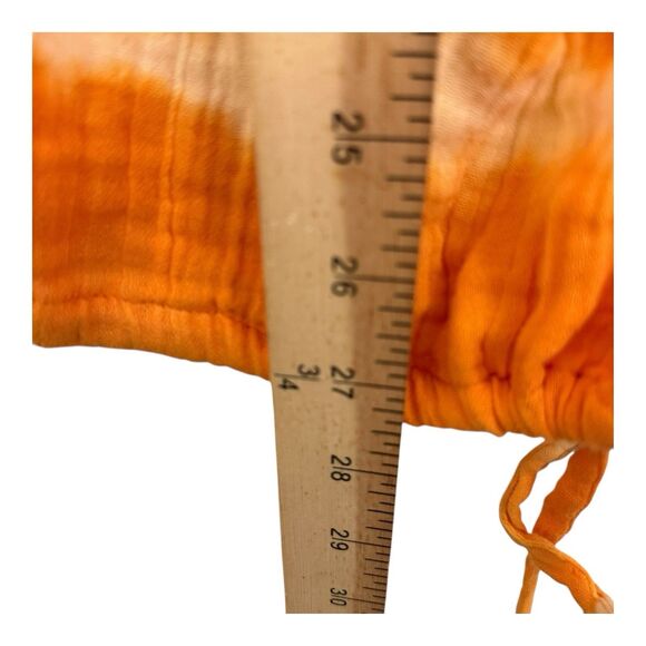 Coniglio Palm Beach Pants Orange Hand Tie Dye One Size Tapered Legs Drawstring - Picture 5 of 9